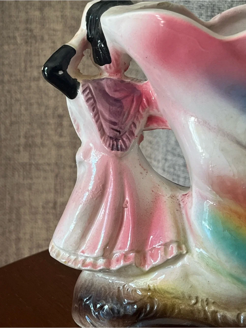 Vintage Japanese Hand painted Luster Flamenco Couple  Vase  art deco